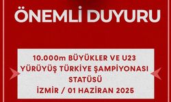 10.000m Büyükler ve U23 Yürüyüş Türkiye Şampiyonası 1 Haziran’da İzmir’de