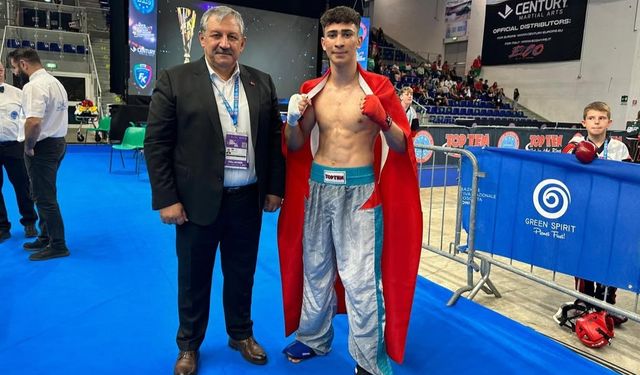 Emircan Abdullah Beserek Avrupa Kick Boks Şampiyonu Oldu