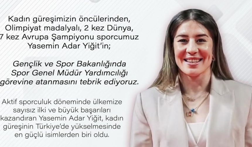 Yasemin Adar Yiğit, Spor Genel Müdür Yardımcısı oldu