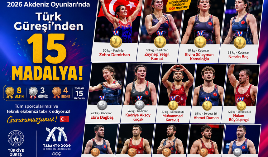Türk Güreşi Akdeniz Oyunları’na 15 Madalyayla Damga Vurdu