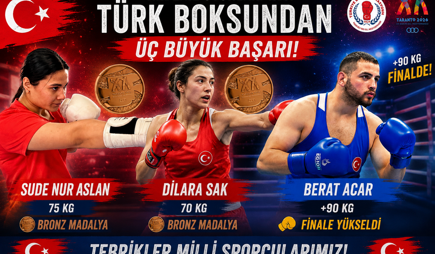 Türk Boksunda Akdeniz Oyunları’nda Üç Madalyalık Gece