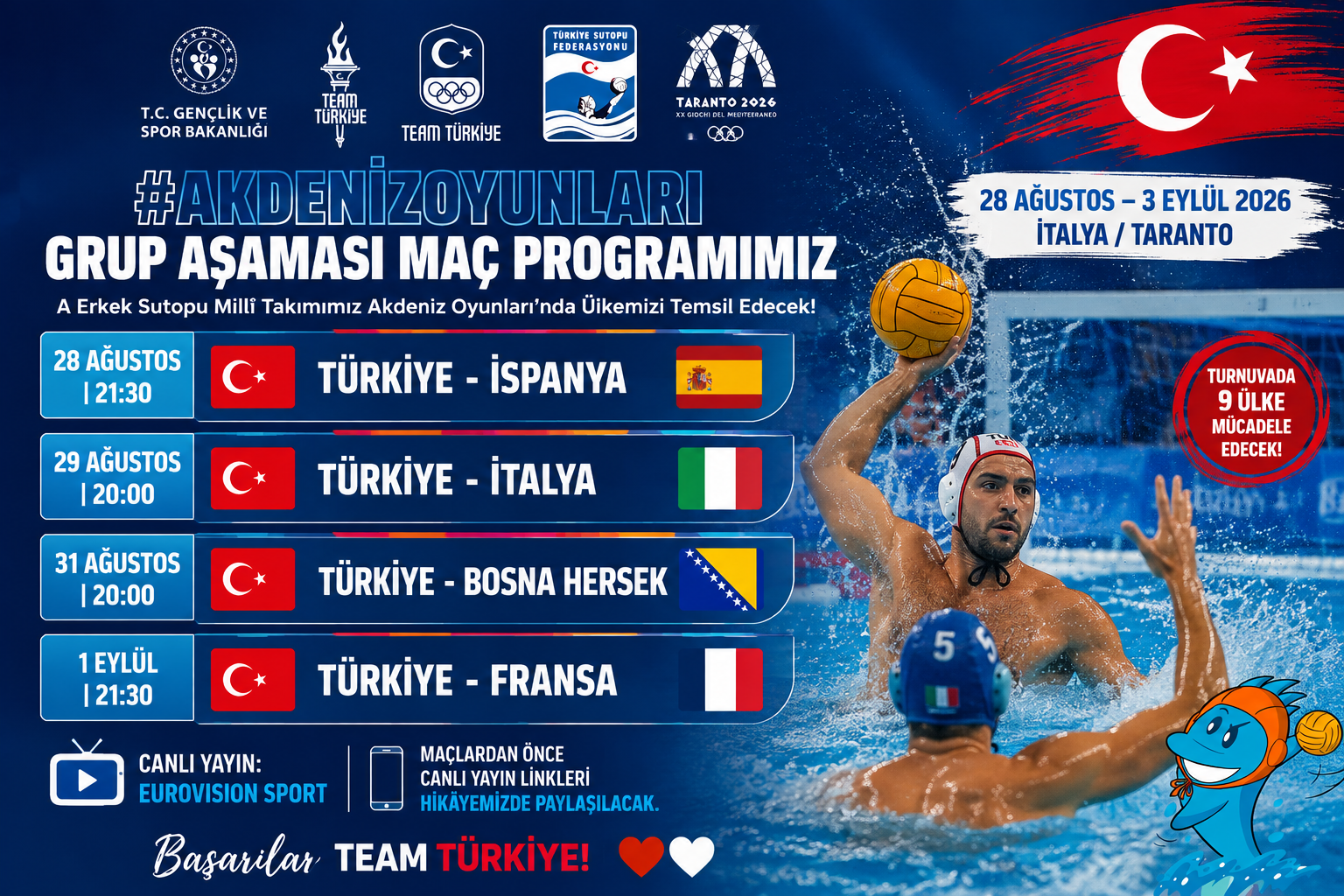 Sutopu Millileri Taranto’da Akdeniz Madalyasının Peşinde